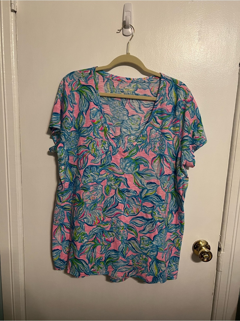 Lilly Pulitzer Short Sleeve “V” Neck Knot Top